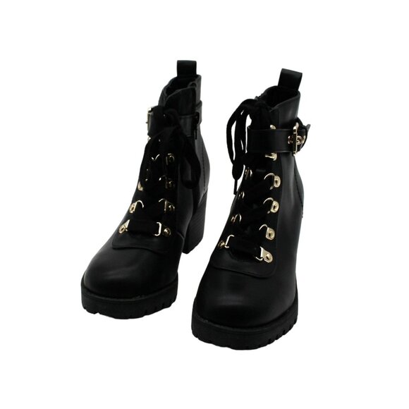 Wild Pair Womens Black Buckle Combat & Lace-up Boots - Picture 3 of 7
